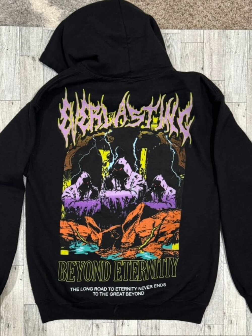 VITRIOL Black Graphic Hoodie S "Everlasting Beyond Eternity" Grim Reaper Streetw